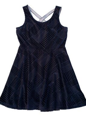 Candies Velvet Burnout Dress Black L Fit Flare Crisscross Back Party